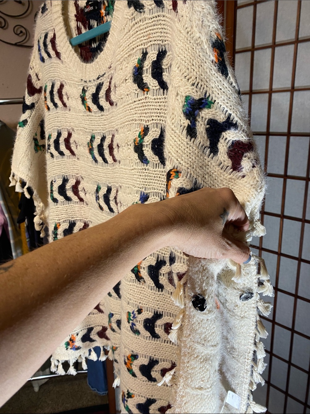 Thick Warm Sweater Poncho - Picture 8 of 10